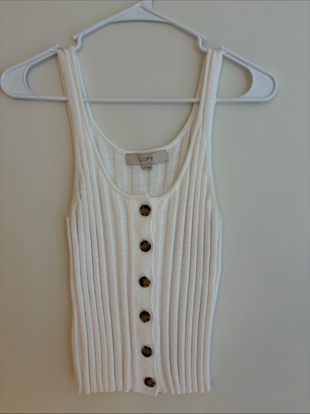 LOFT Ribbed Knit Tank with Tortoiseshell Buttons